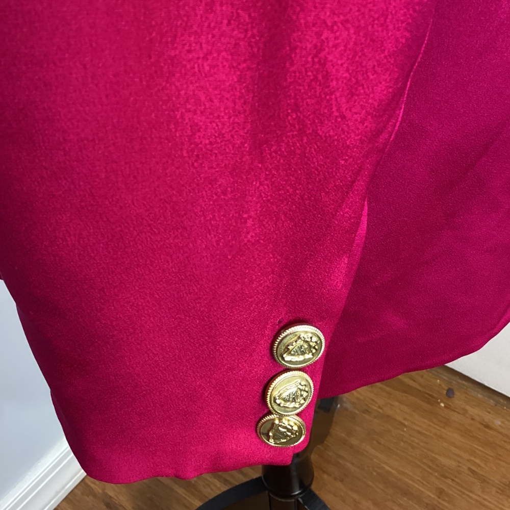 TALBOTS SIZE 10 FUCHSIA 100% SILK BLAZER JACKET CLASSIC ELEGANT FEMININE - Picture 5 of 11